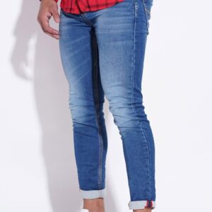 ROOKIES MED BLUE 5 POCKET LOW-RISE TAPERED ANKLE LENGTH JEANS