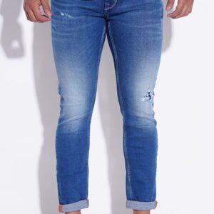 ROOKIES MED BLUE 5 POCKET LOW-RISE TAPERED ANKLE LENGTH JEANS